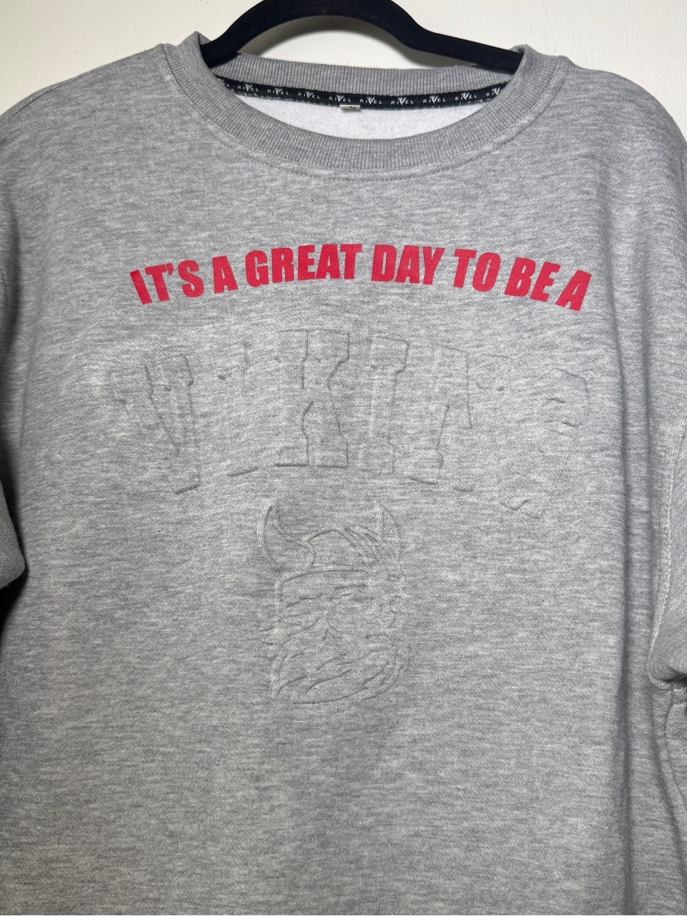 Rivel Men's Unisex L Gray Crewneck Sweatshirt "It's a Great Day to Be a Viking"